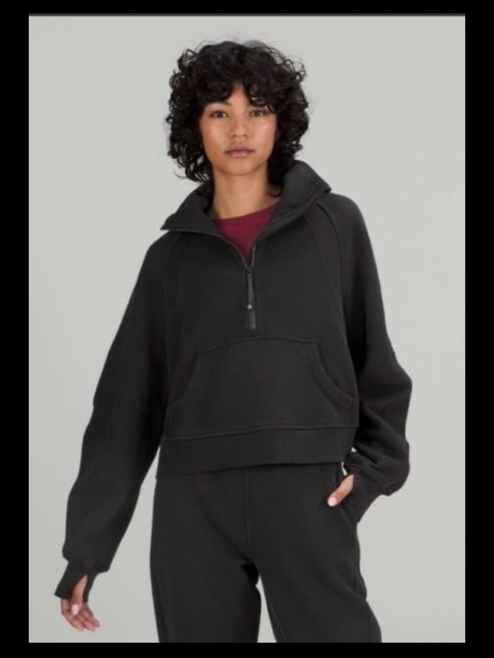 Lululemon Black Oversized Funnel Neck Scuba